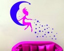 Fairy Sitting on the Moon Girls Vinyl Wall Decals Nursery Sticker